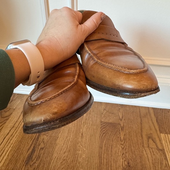 Santoni Brown Leather Slip-On Loafers size 13 - Picture 4 of 7